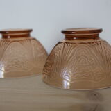 Duo of pink glass bowls