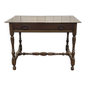 19th-century desk in walnut and oak