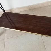 Vintage Formica and wrought iron rolling dessert trolley/side table.