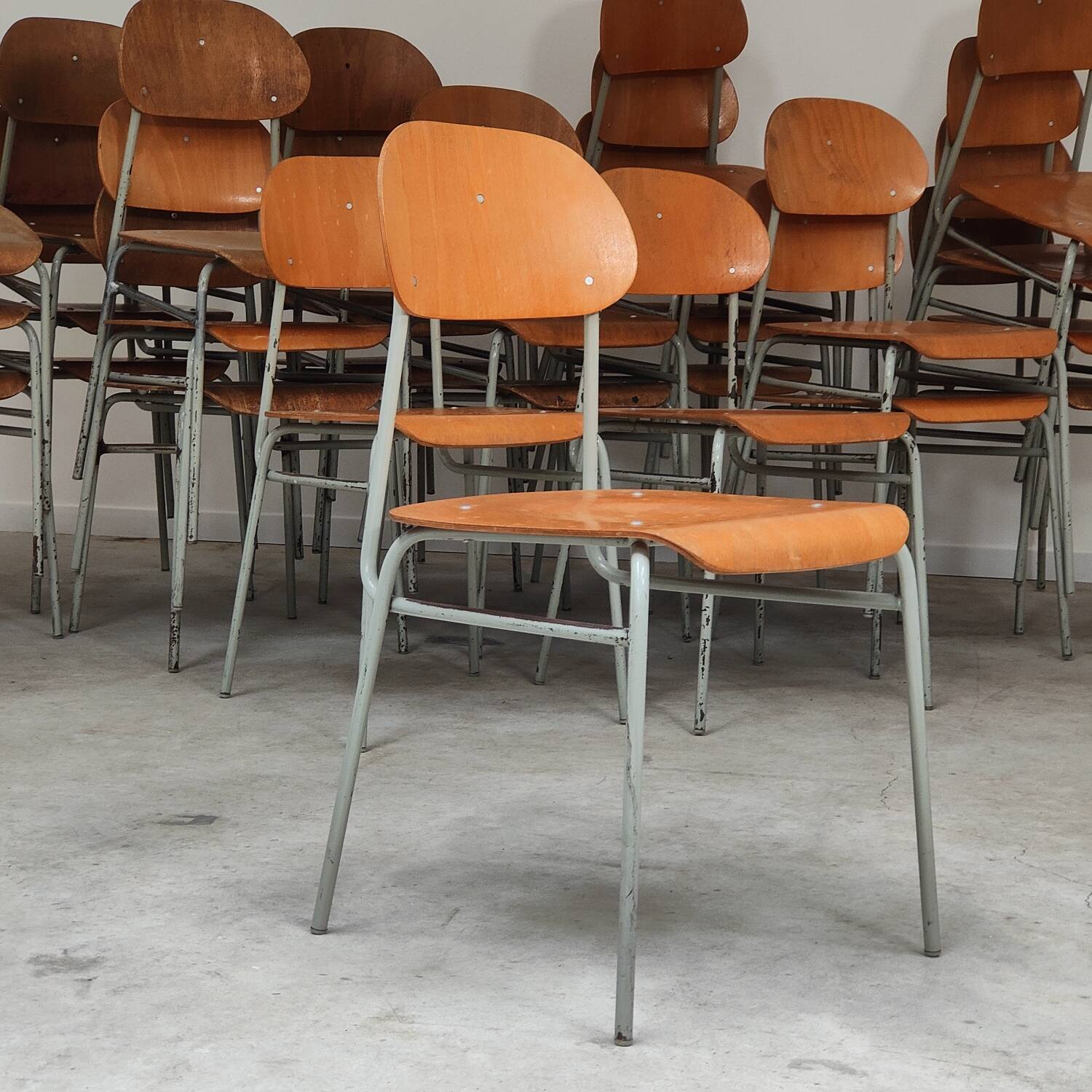 Lot of 24 chairs school chairs industrial style ex Czechoslovakia 1950