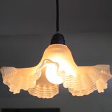 Beige glass pendant light with ruffles