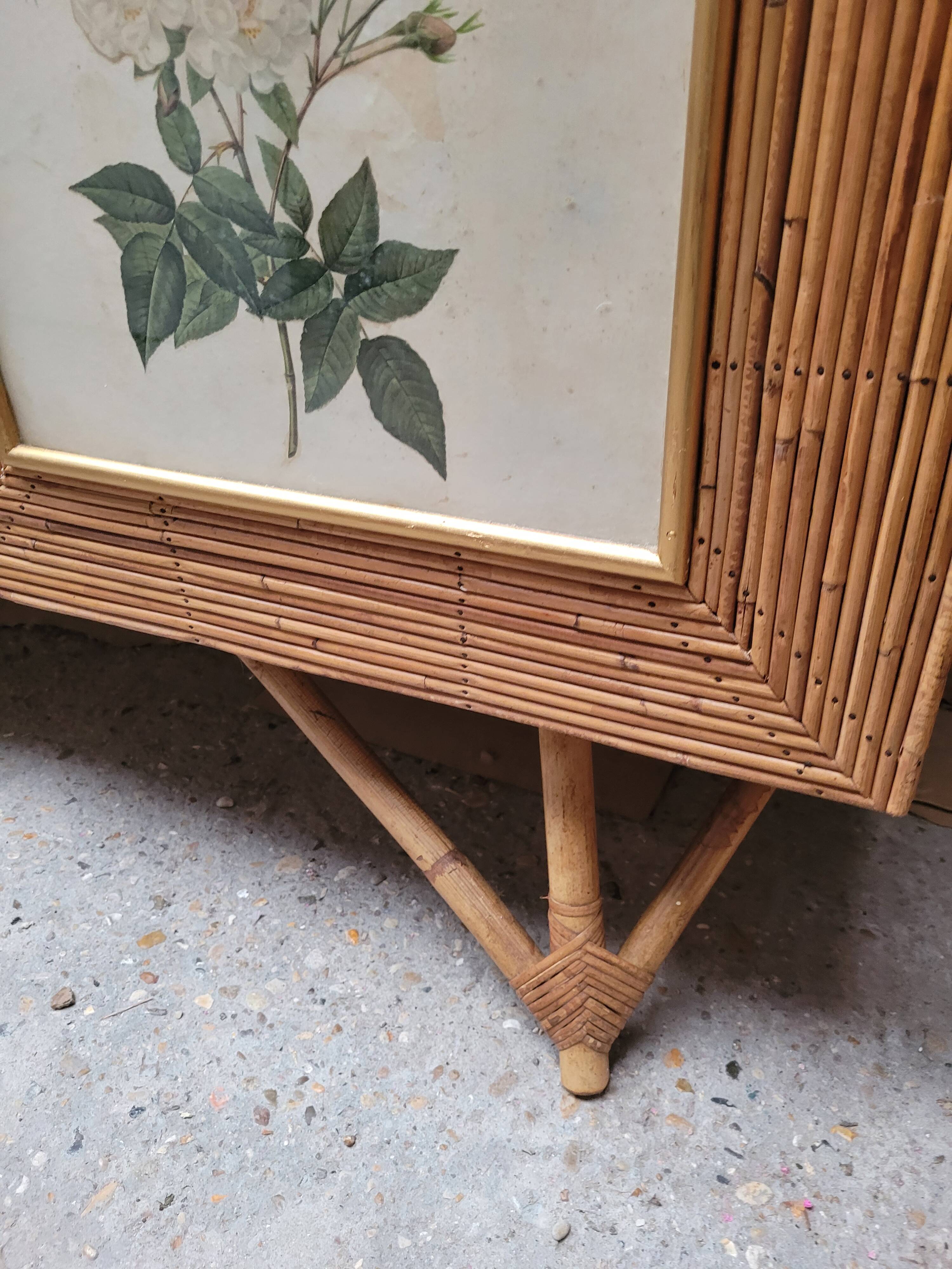 Vintage 1960s split bamboo and rattan wardrobe