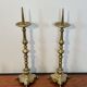 Pair of Large Brass Altar Candlesticks with Baluster Shaft and Tripod Base