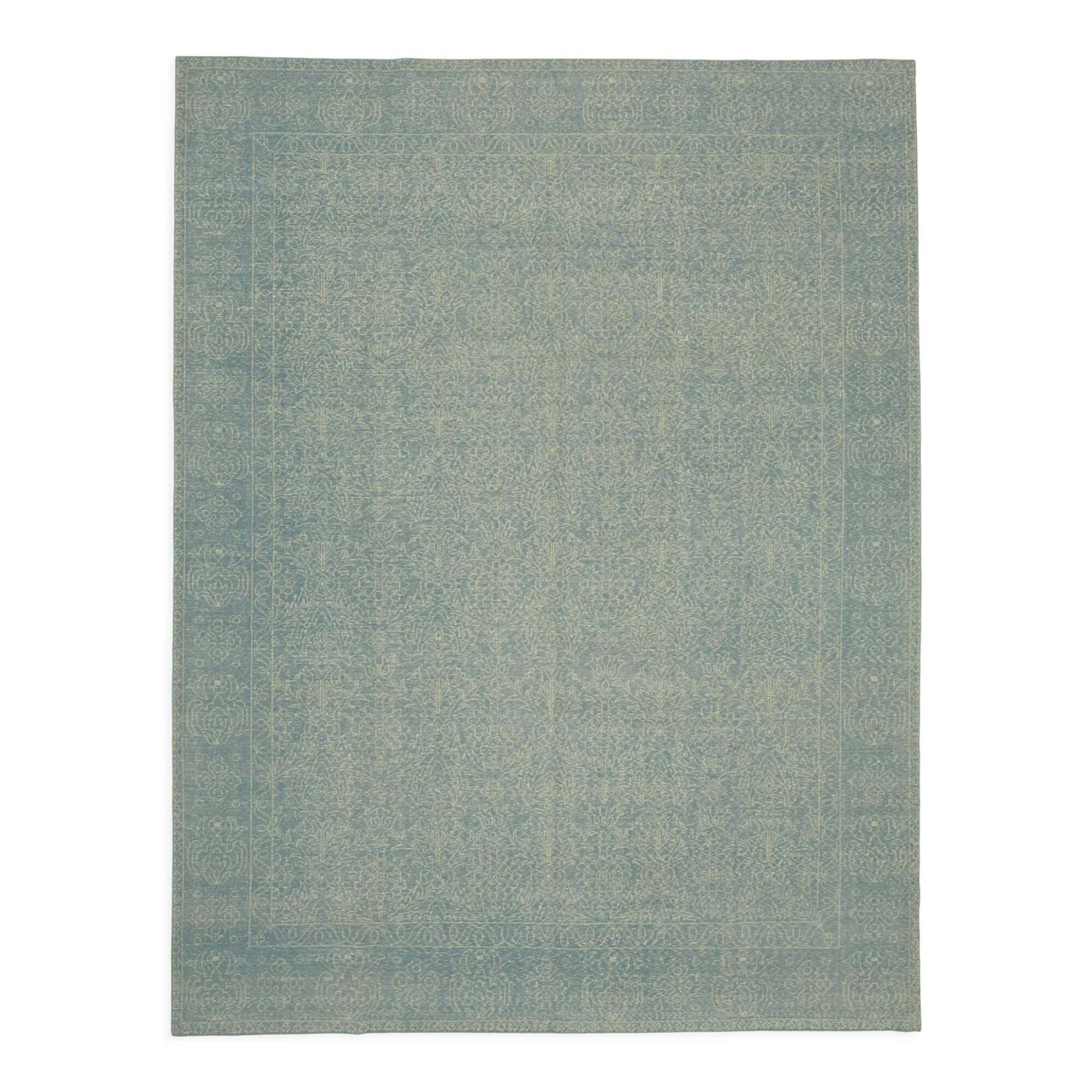 Hand-knotted persian antique 1970s 272 cm x 364 cm blue wool carpet