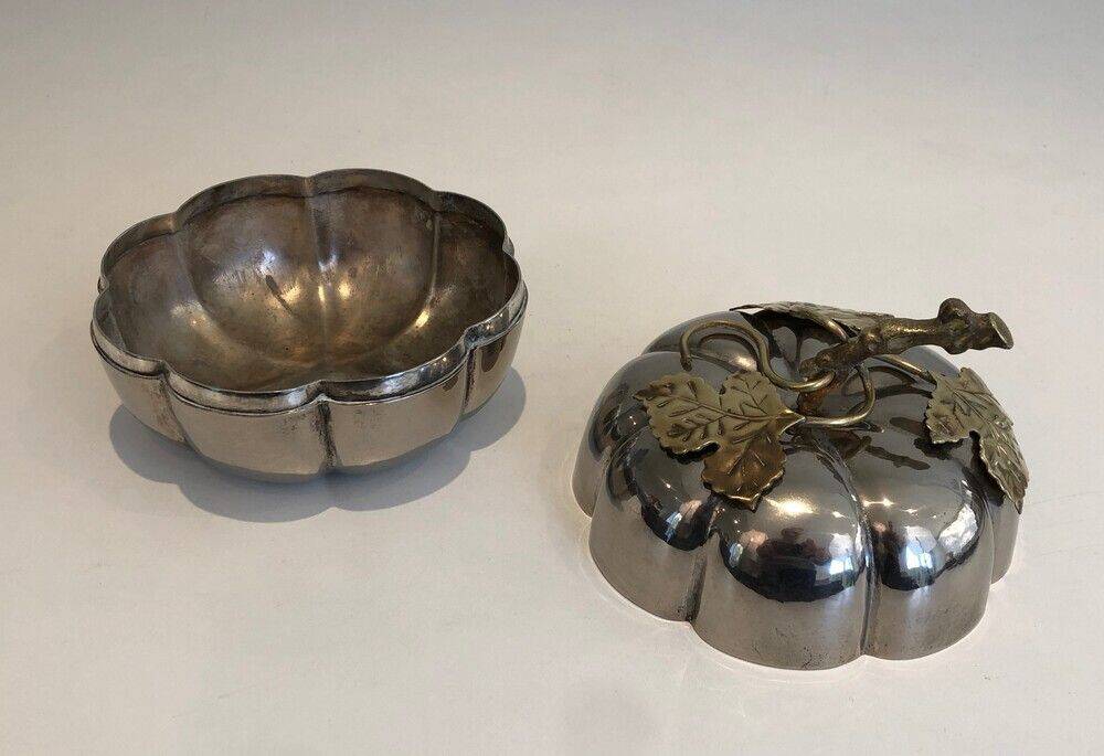 Silver-plated and brass pumpkin ice bucket