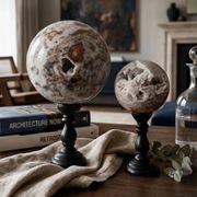 drusy agate spheres (quartz) on bases – mineral decoration
