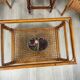 Vintage rattan & glass coffee table – 86 cm – authentic charm