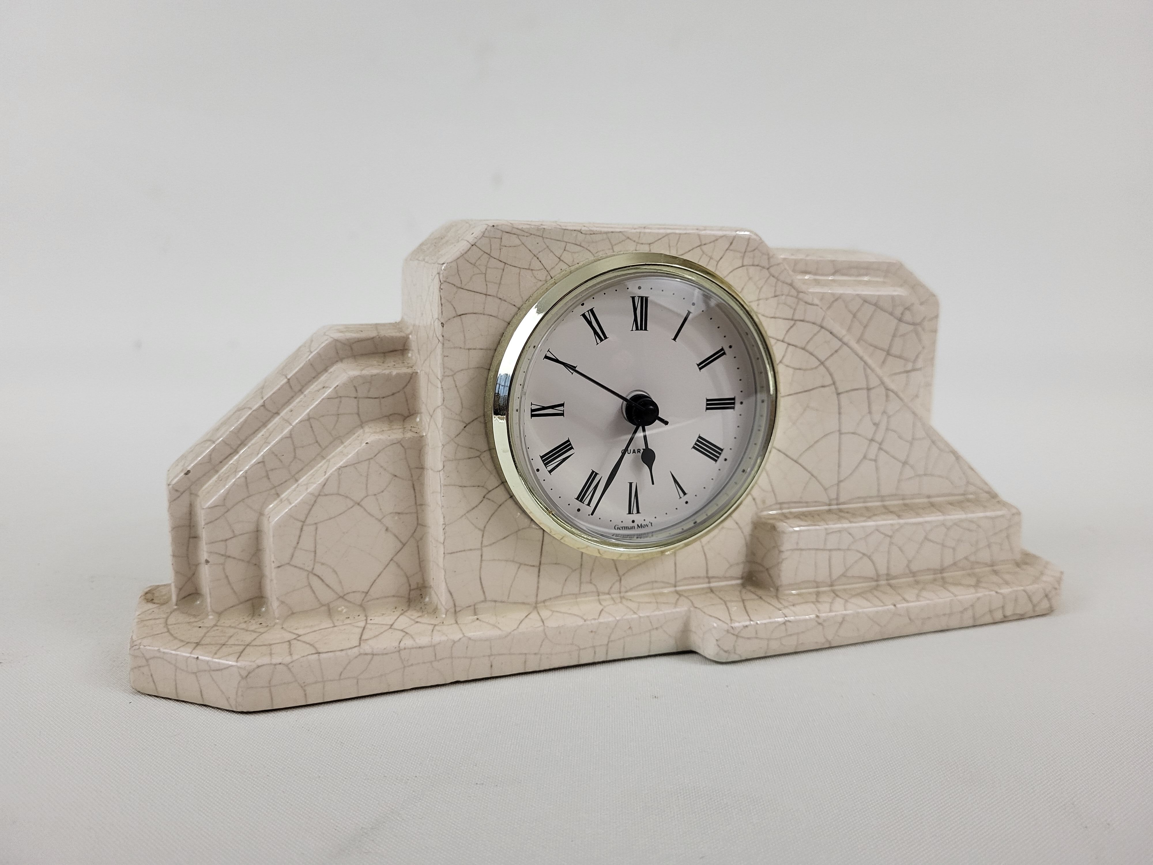 Art deco cracked earthenware clock