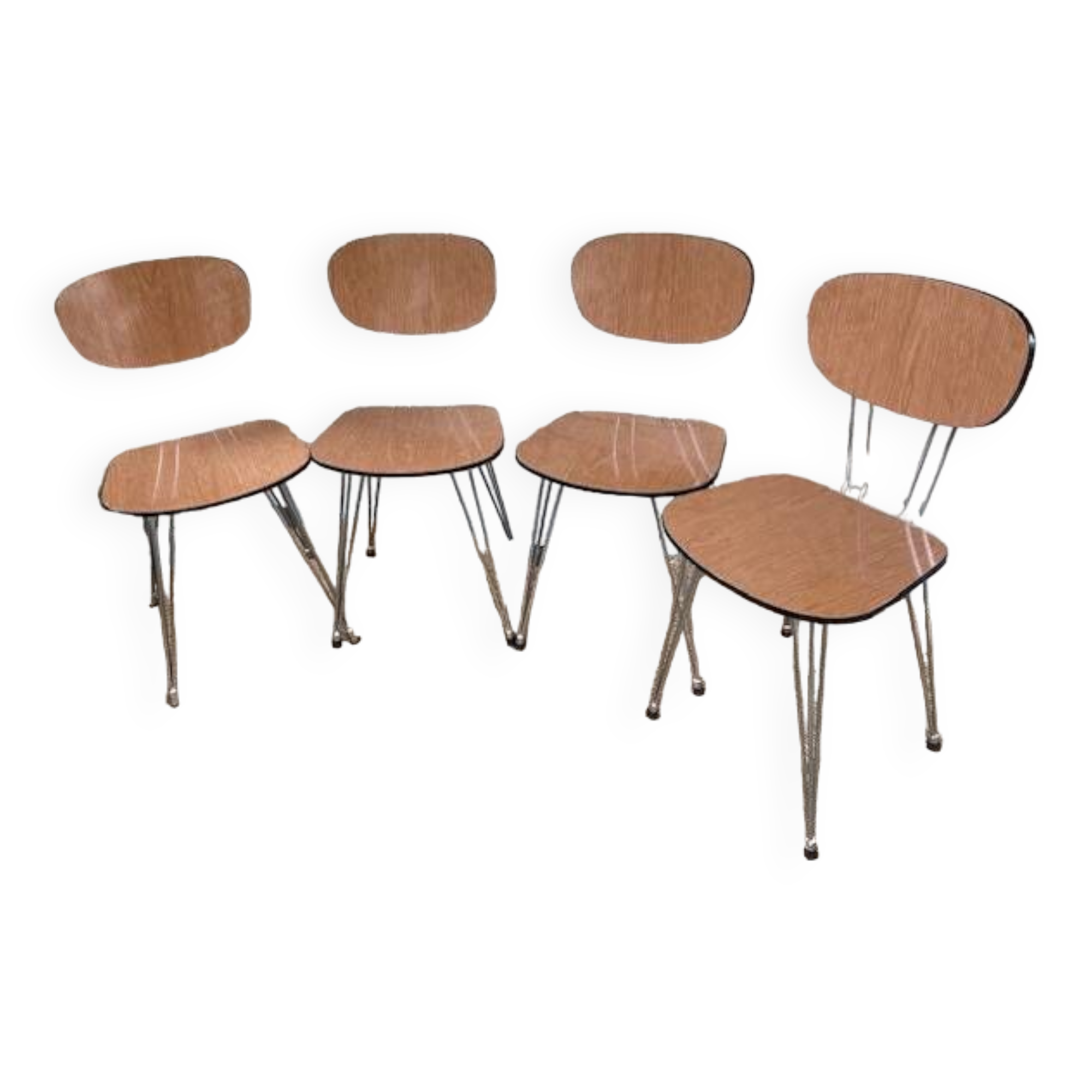 Vintage formica chairs with eiffel compass legs