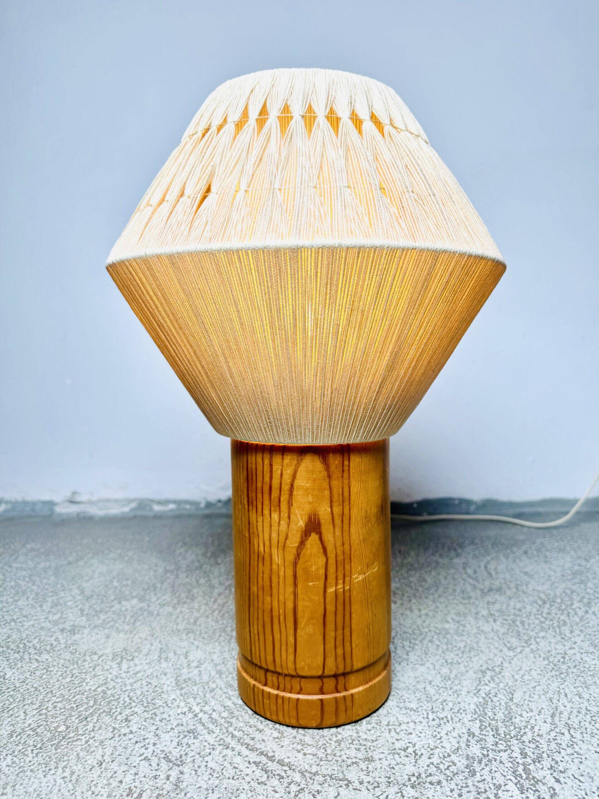 B-243 Wood & Sisal Table Lamp By Hans-Agne Jakobsson For Ab Ellysett, Sweden 1960S