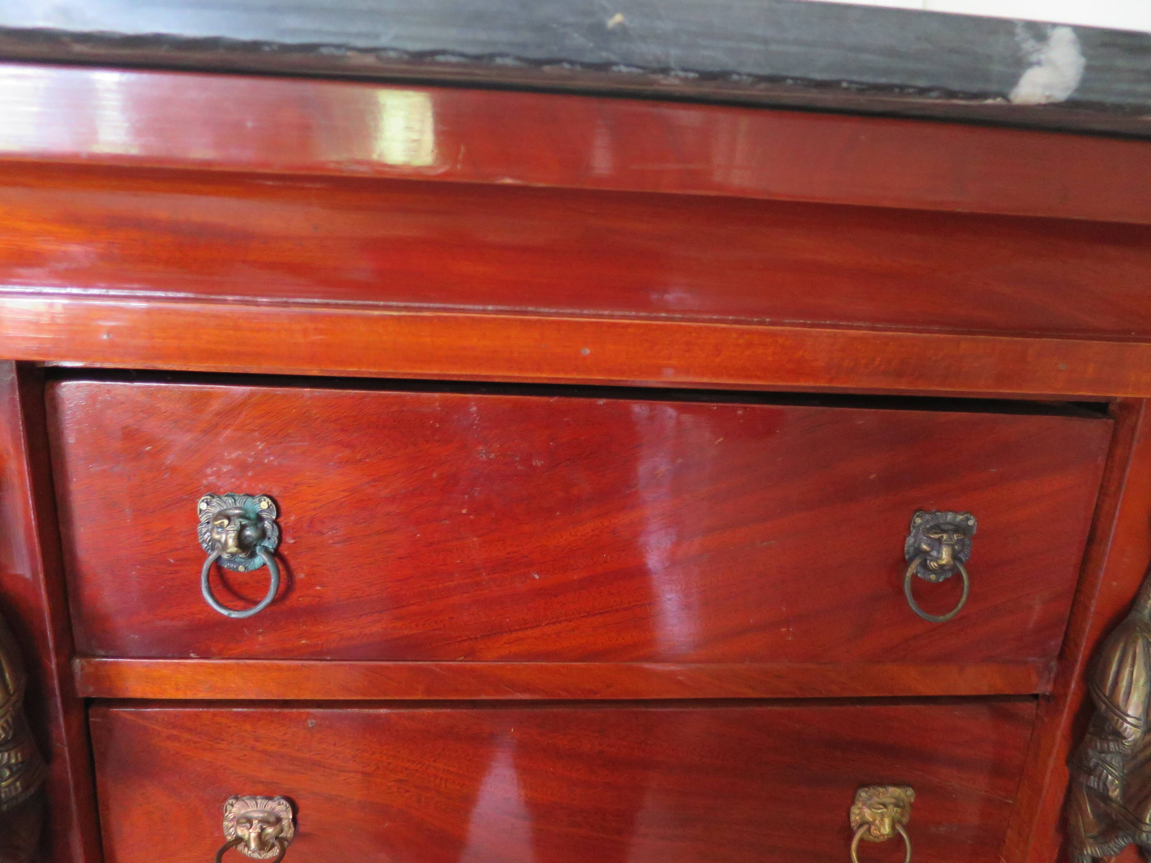 Antique Weekly Planner/Empire Style Commode-Caryatid-Patinated Bronze - 1950