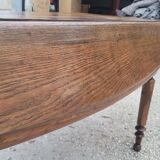 Burgundian oval farm table in 19th century solid oak with shutters - 1m93