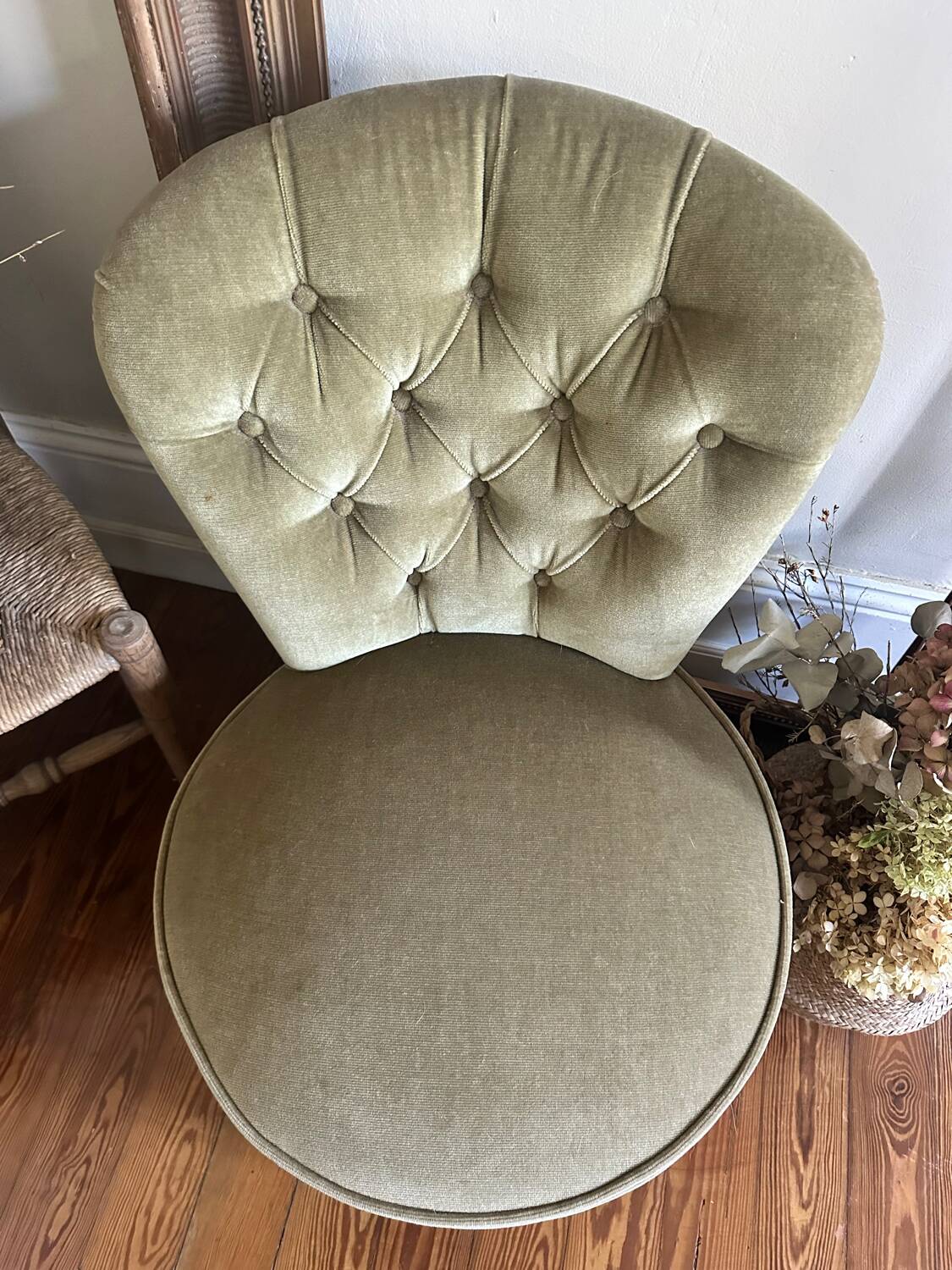 Fauteuil crapaud en velours