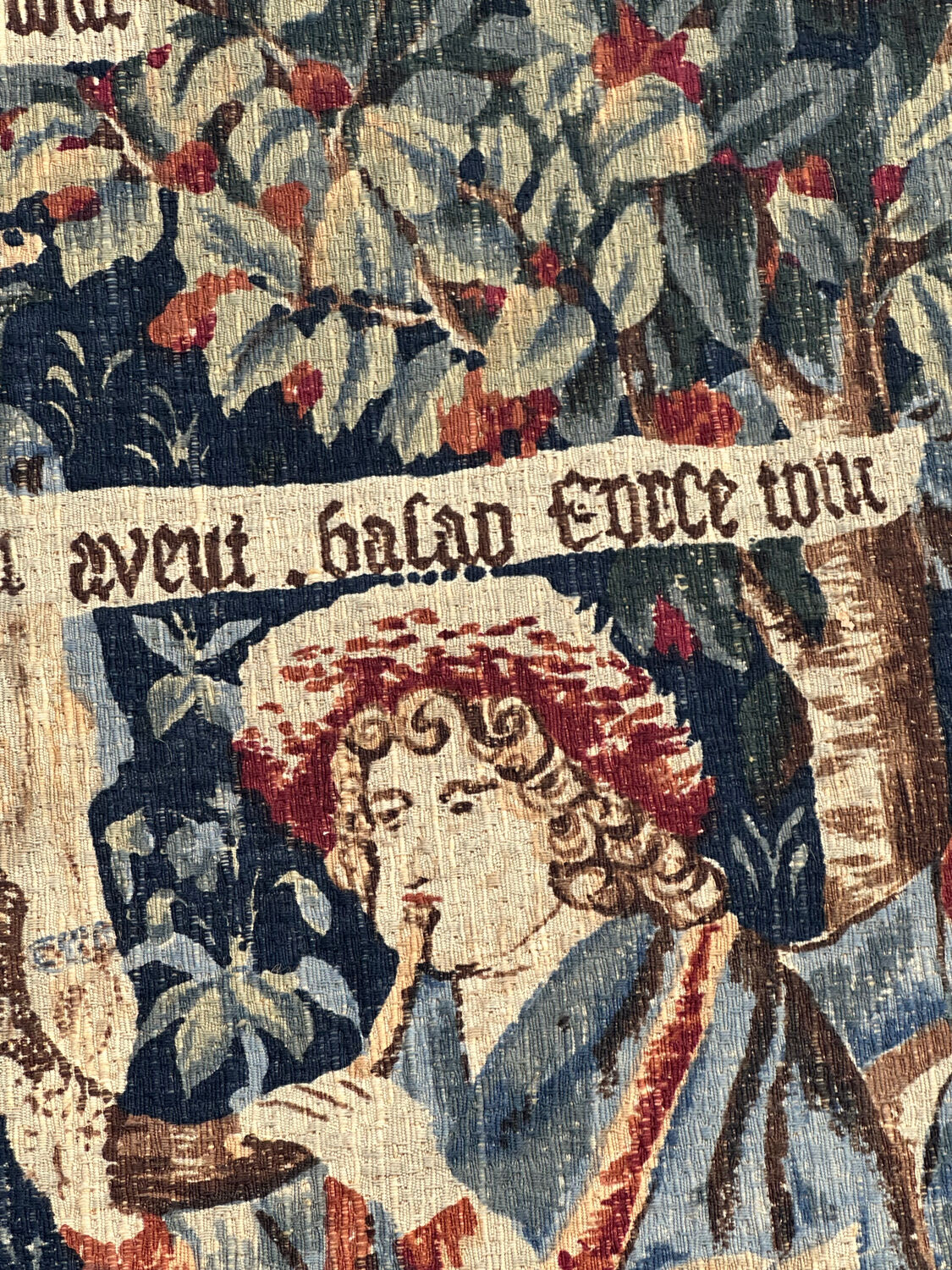 Vintage tapestry hand-screen printed in France