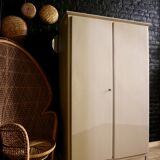 Restored parisian ivory, emerald green cabinet