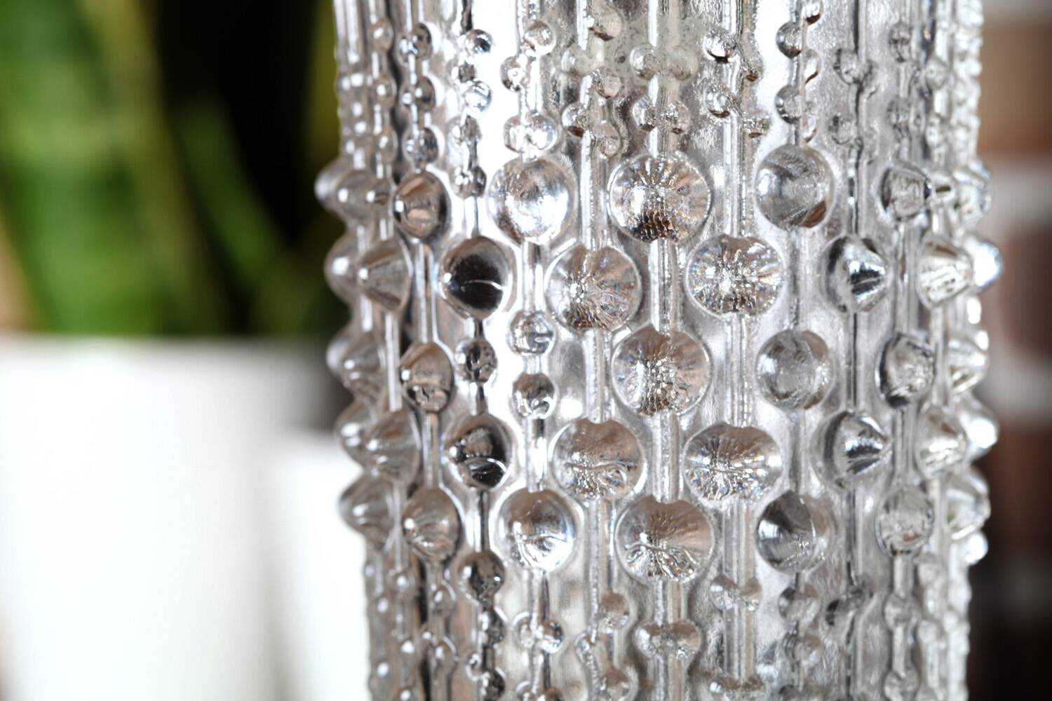 Vintage Clear Pressed Glass Vase: CandleWax Design, Czech Republic, 1972