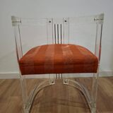 Set of 6 Acrylic and Chrome Chairs, Italy, 1970s