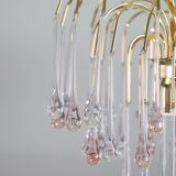 Lady Grace, Chandelier with Pink and Transparent Pendants, Murano Glass, 19