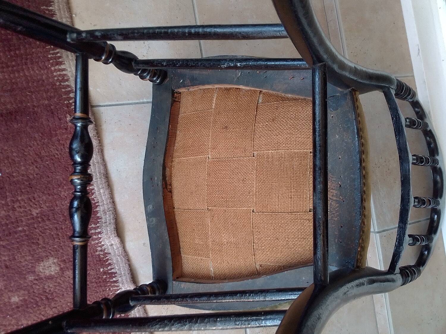 Napoleon III chair in blackened painted wood