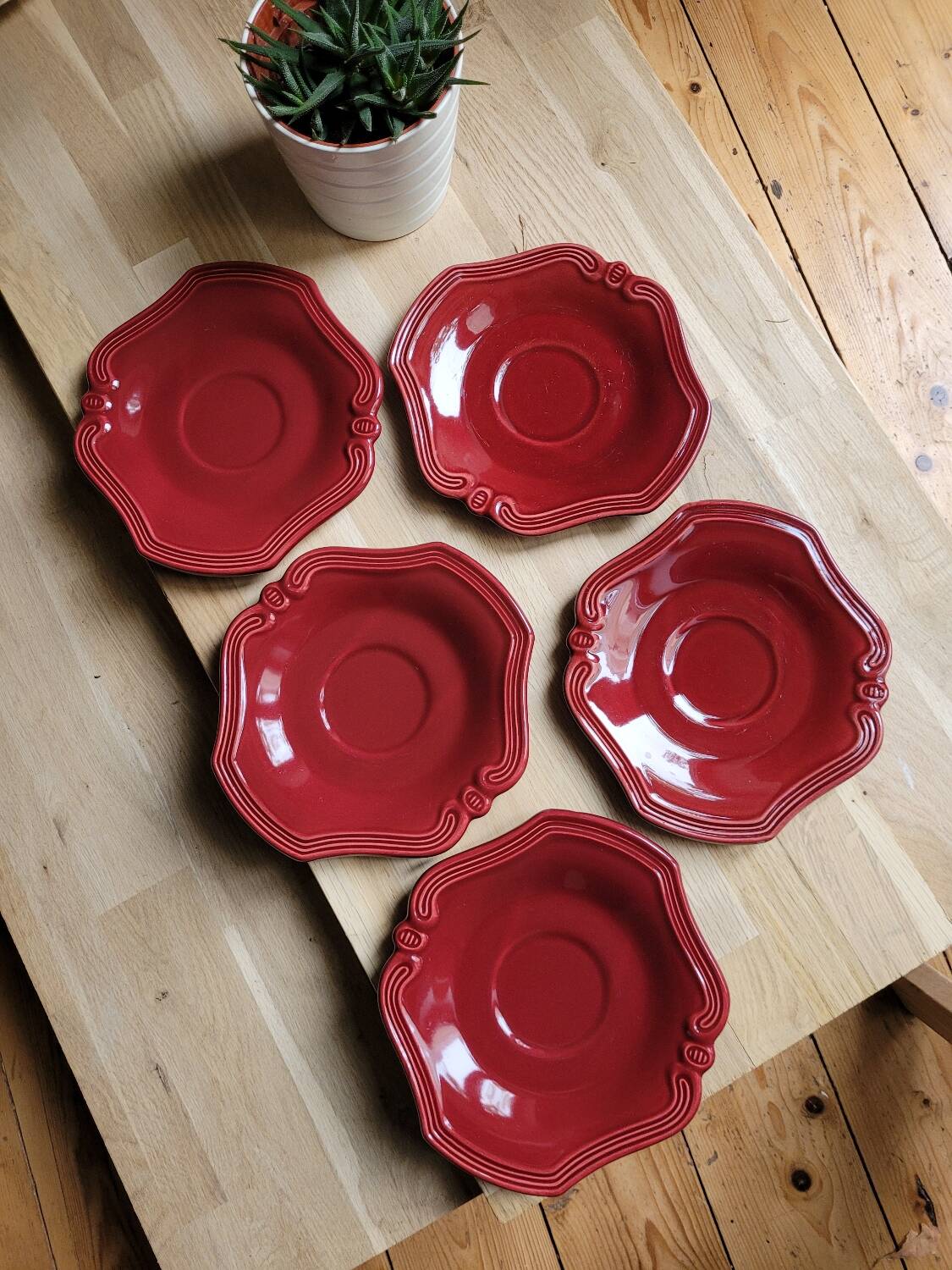 Set of 6 Provencal Earthenware Saucers Poët-Laval