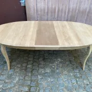 Louis XV oval extendable dining table stripped in solid oak 260cm 1970