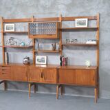 Mid-Century Modular Free Standing  Teak Wall Unit by Kjell Riise for Brodrene Jatogs, Norway, 1960s