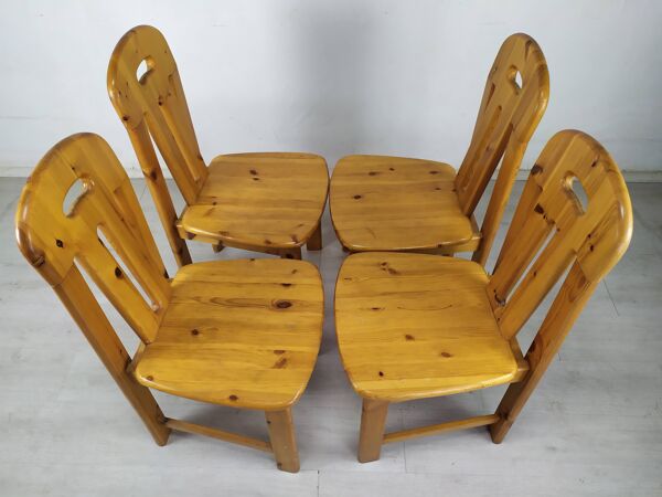 4 chaises pin vintage châlet montagne