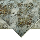 Tapis bleu anatolien antique noué à la main des années 1970 198 cm x 292 cm
