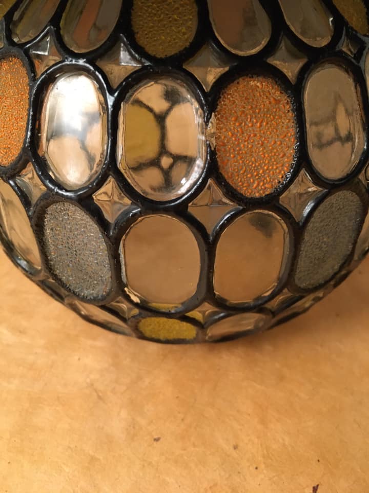 Pressed moulded glass hanging lamp multicolored mosaic
