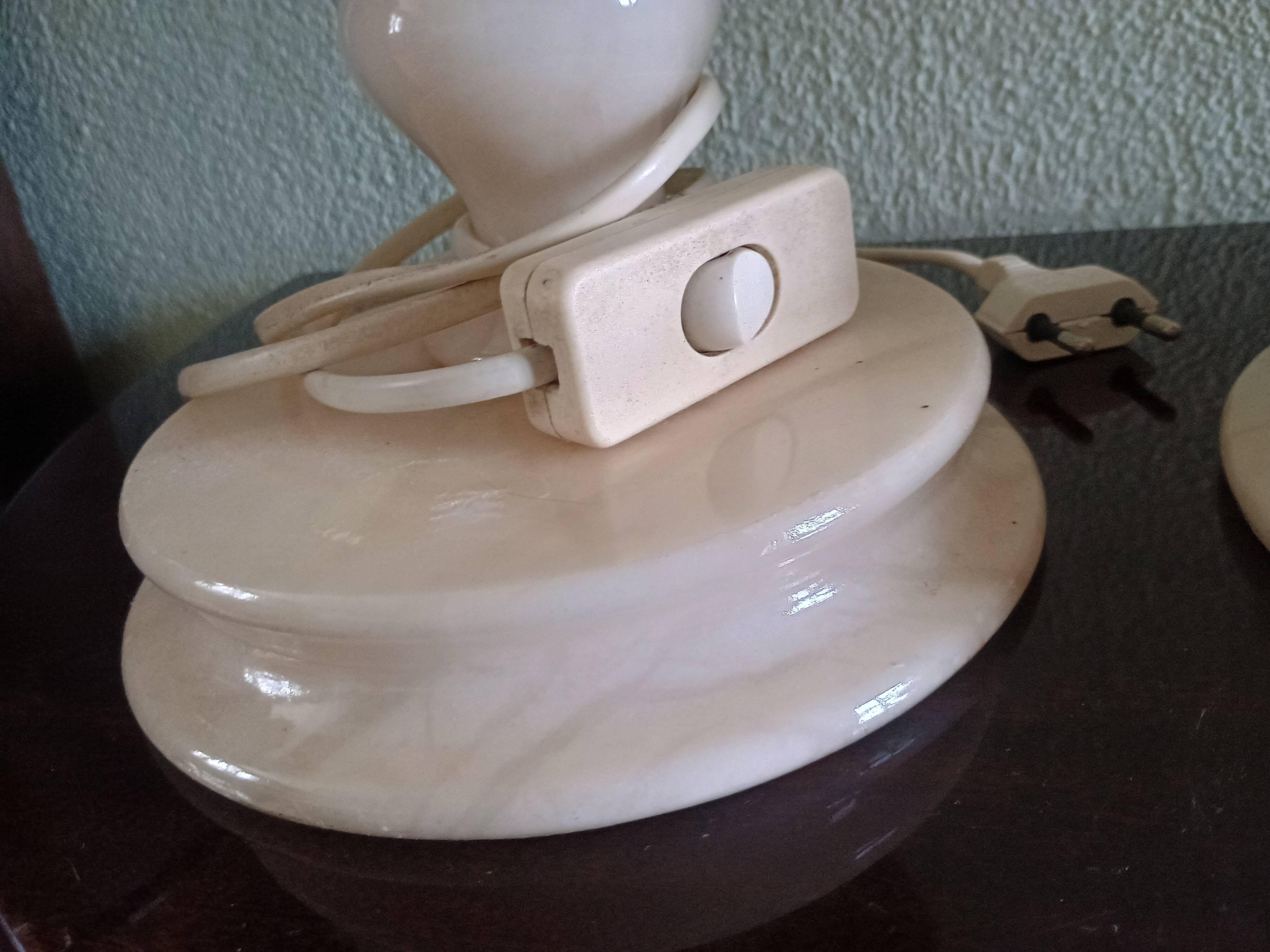 Pair - All-alabaster bedside lamps - vintage