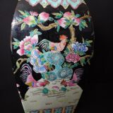 Vase pot covered black family floral decoration and China 34cm porcelain around 1900