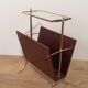 Neoclassical magazine rack in mahogany and brass