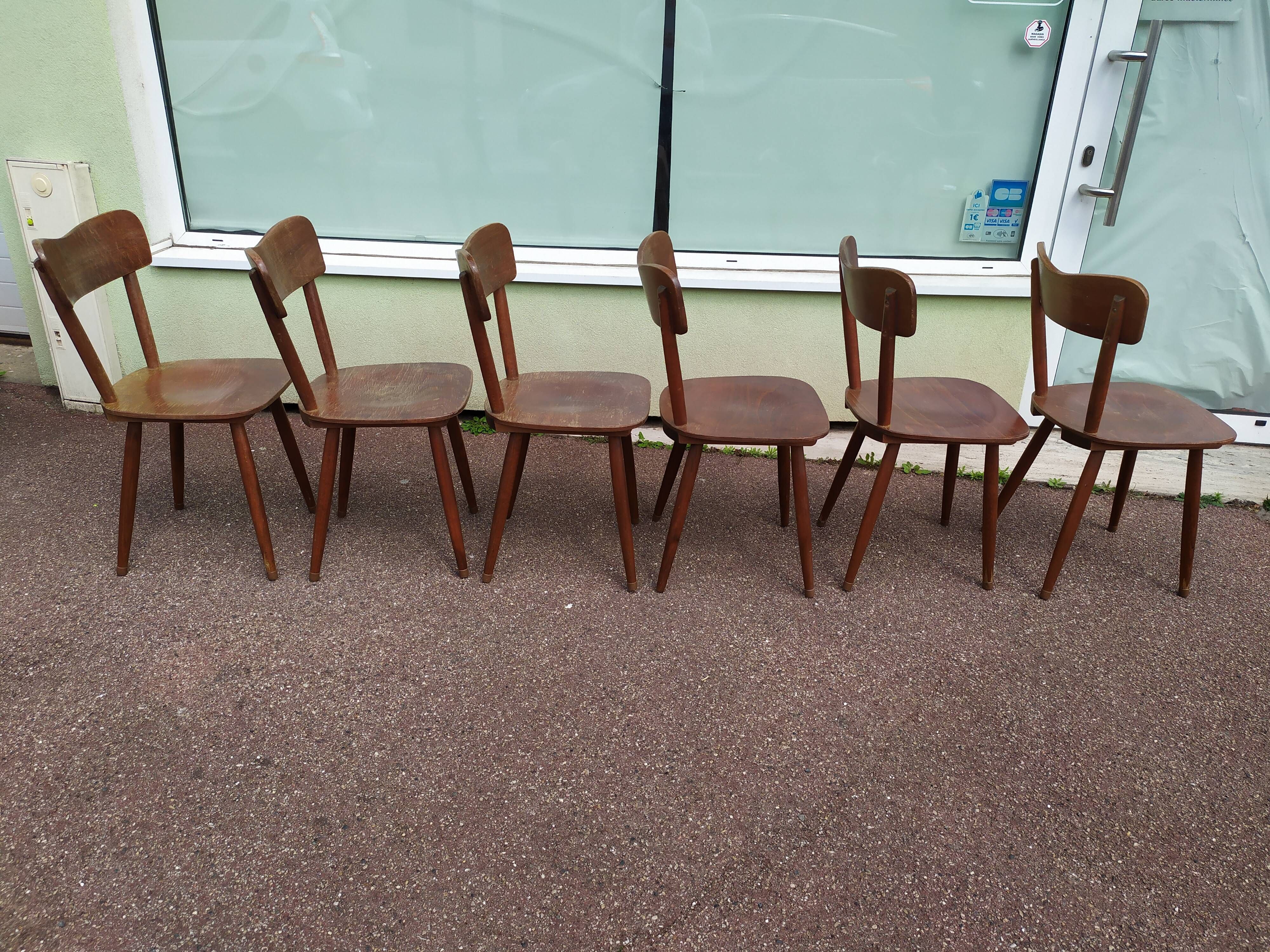 Lot of 6 wooden bistro chairw German