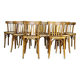 Set of 10 1960s curved wood bistro chairs ready for service