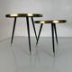 Rotating round table, aged mirror top and brass details, handmade, size S.