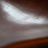 Pierre Lottier brown Spanish leather Slipper chairs by Almazan, 1950s