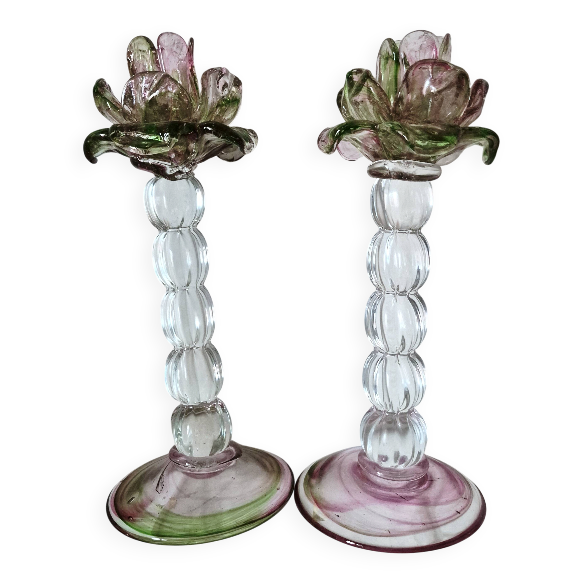 Pair of Murano Salviati candle holders