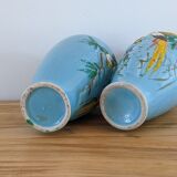 Pair enamelled vases