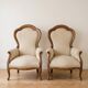 Pair of Voltaire armchairs in wood and gingham fabric.