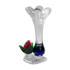 Blue red Murano glass vase with blown flower