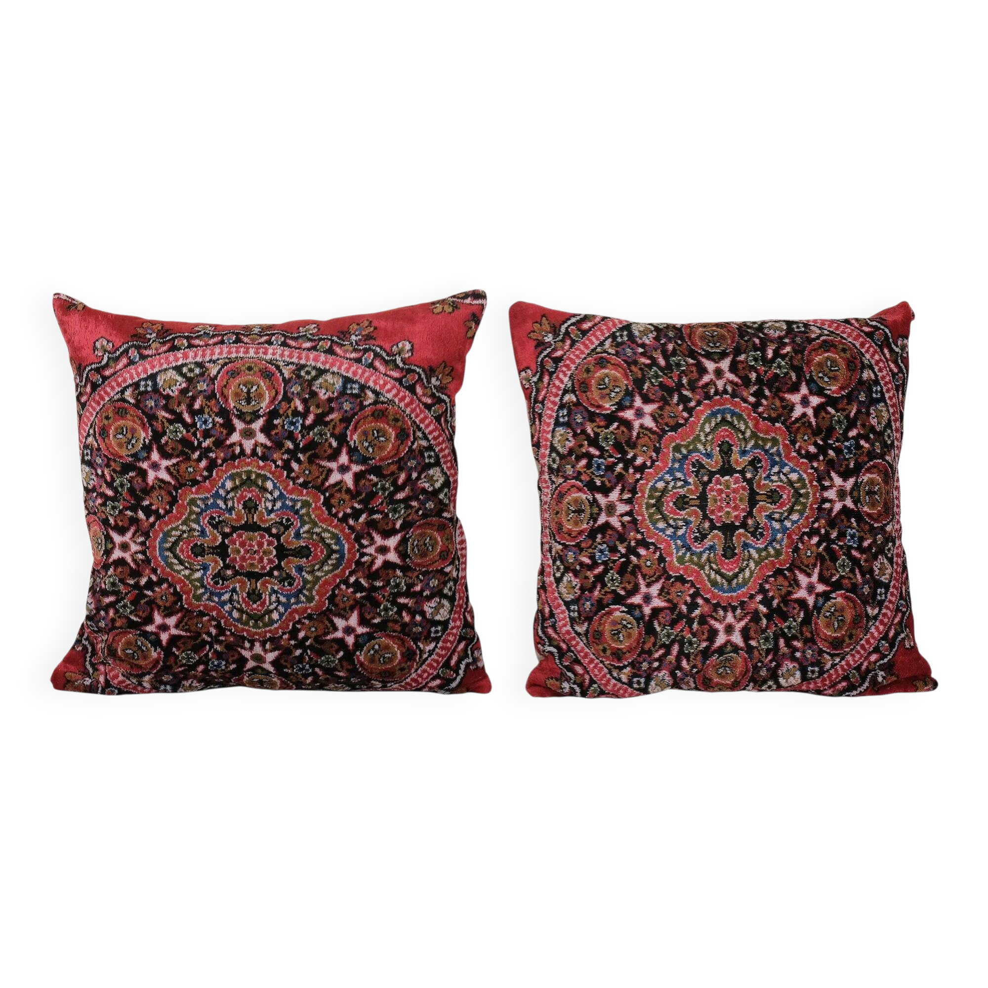 Set of 2 vintage velvet cushion covers 61x61 cm