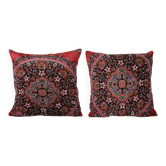 Set of 2 vintage velvet cushion covers 61x61 cm