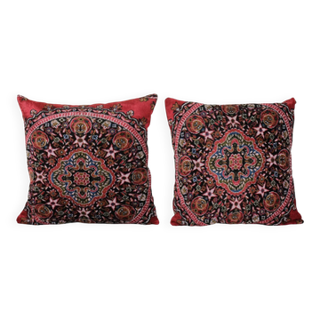 Set of 2 vintage velvet cushion covers 61x61 cm