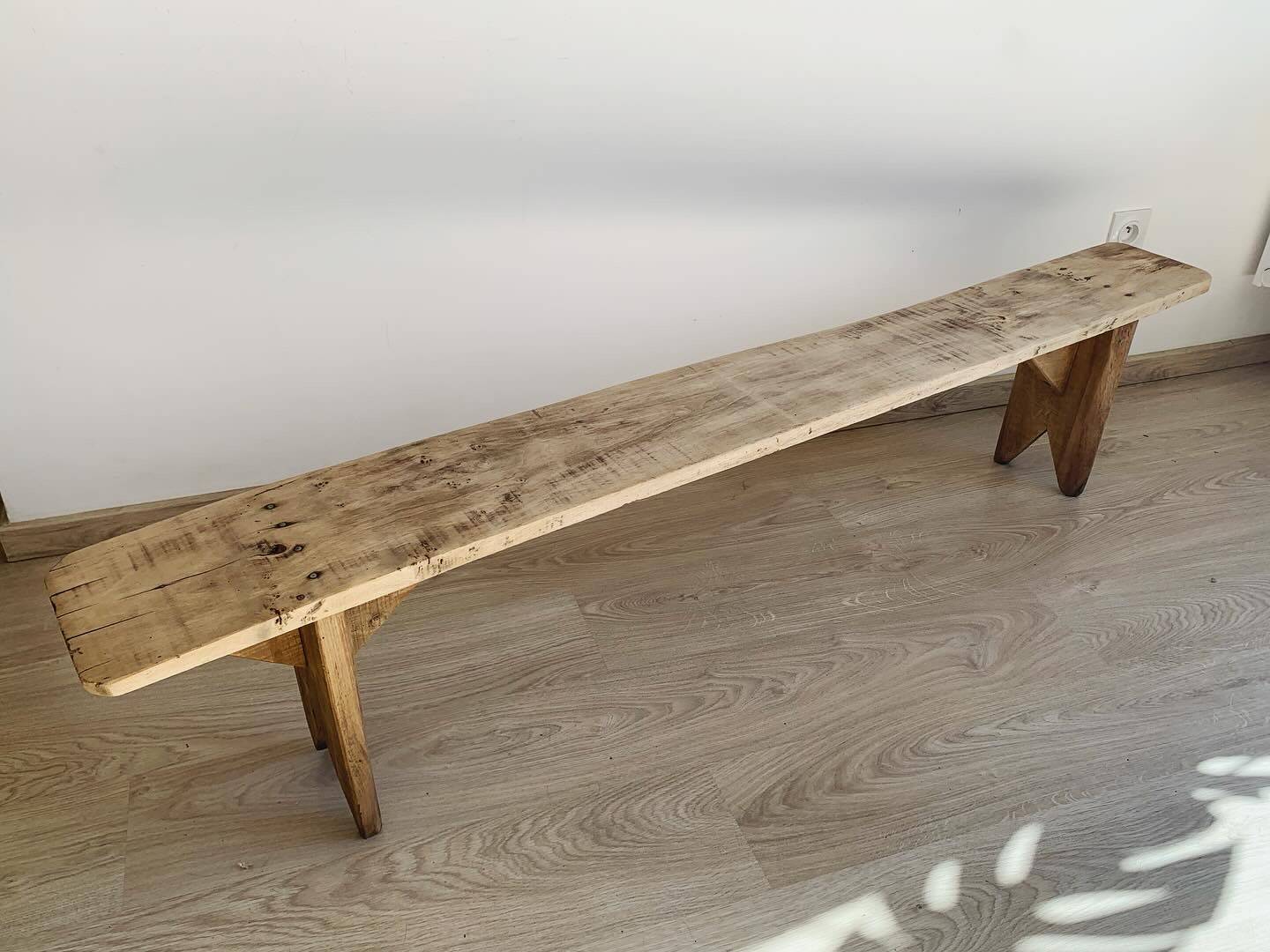 Old restored wooden farm bench