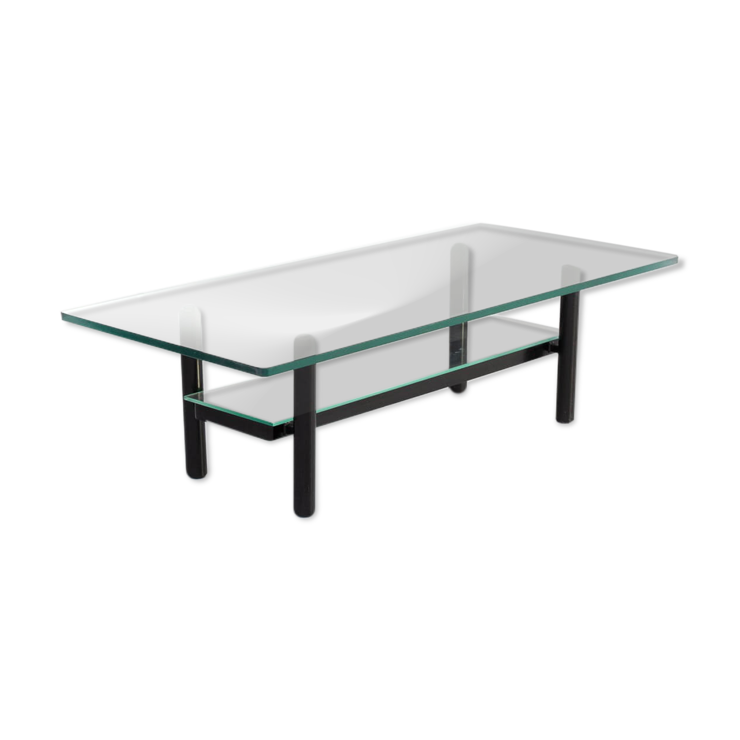 80s solid metal and glass coffee table