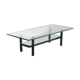 80s solid metal and glass coffee table