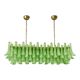 Contemporary Modern Green Frosted "Selle" Murano Glass Rectangular Chandeli