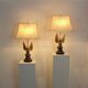Pair of large Belgian brass carved eagle table lamps