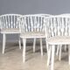 Matte white painted beech chair with upholstered seat in fabric 1970