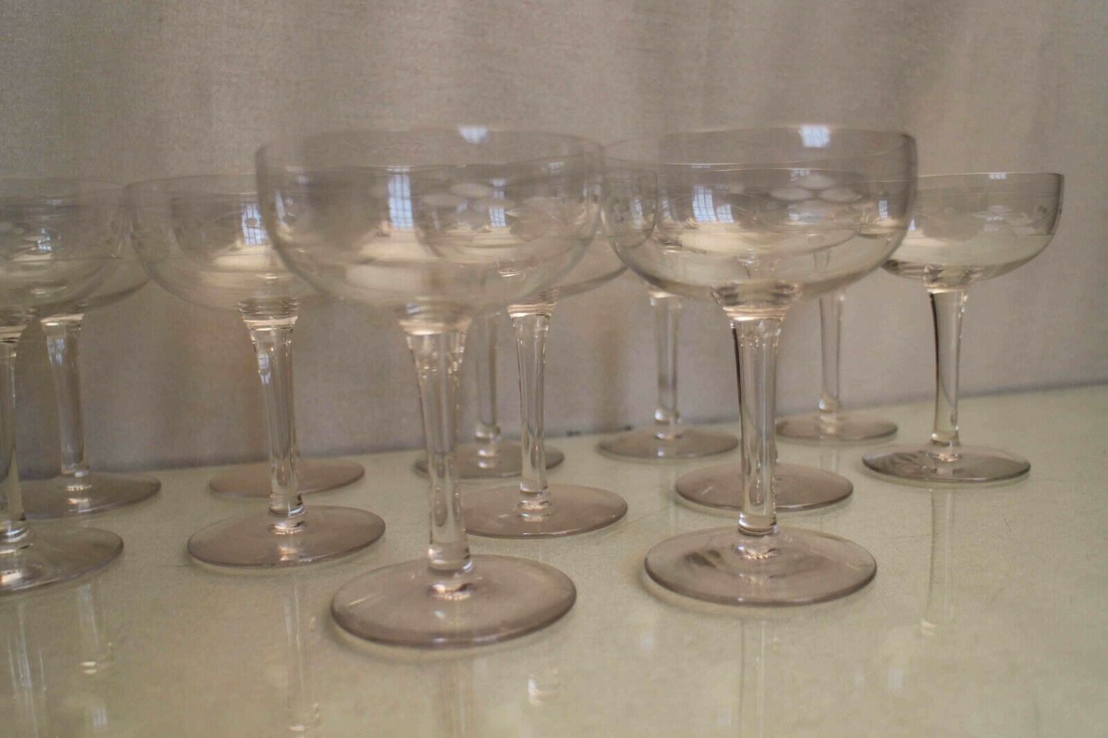 Suite of 12 crystal champagne glasses